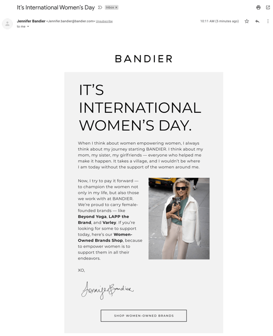 Bandier Womens History Month Email