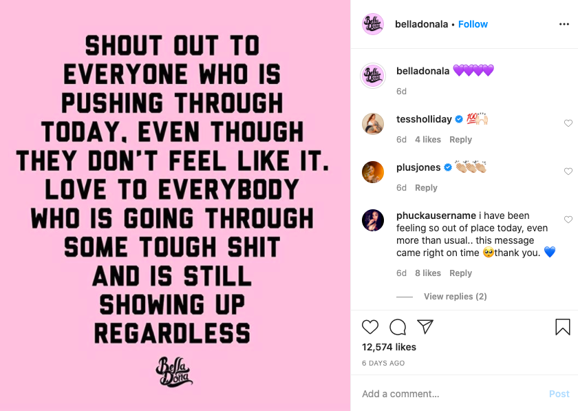 Bella Dona Instagram Quote