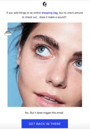 Glossier abandoned cart email