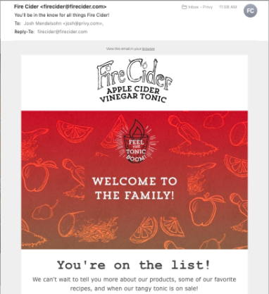 fire cider welcome email
