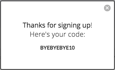 thank you page coupon code