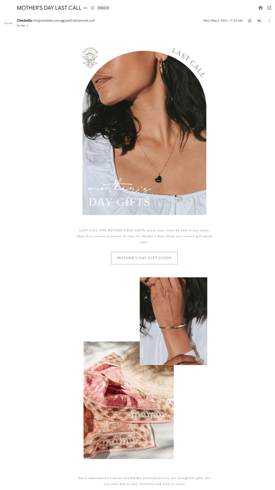 Cleobella Mothers Day last chance email