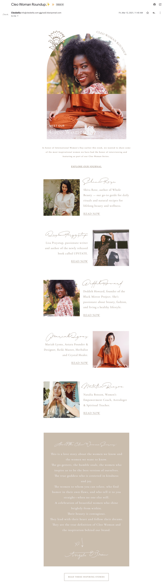 Cleobella Womens History Month Email