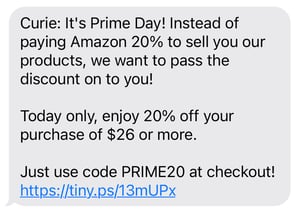 Curie Prime Day text example