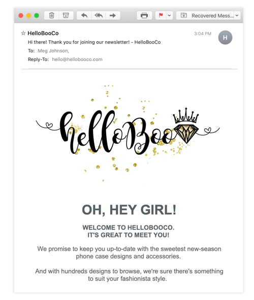 HelloBooCo Email Example