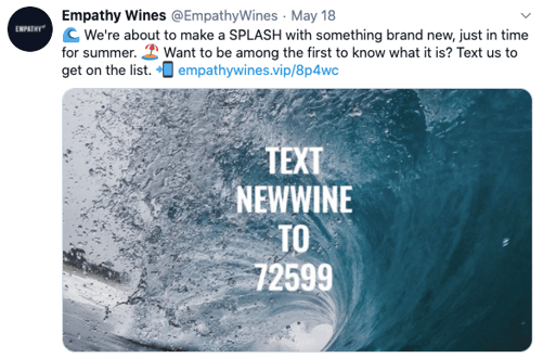 Empathy Wines SMS tweet