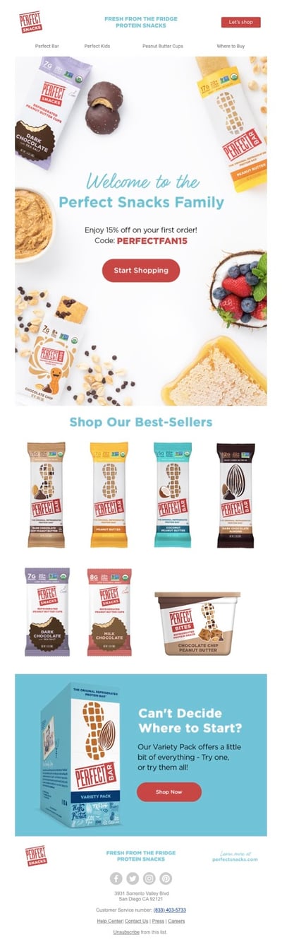 Perfect Snacks Email Marketing Example Shopify CTA