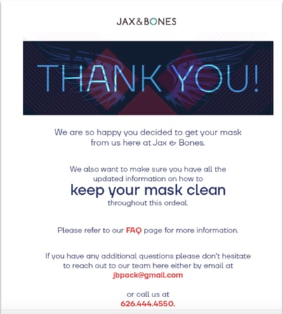 Jax & Bones Ecommerce Marketing Email
