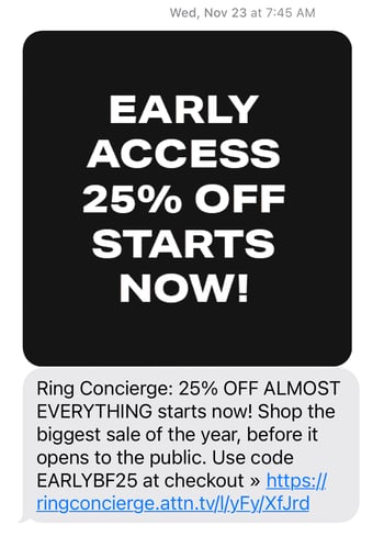 Ring Concierge Black Friday Early Access Text