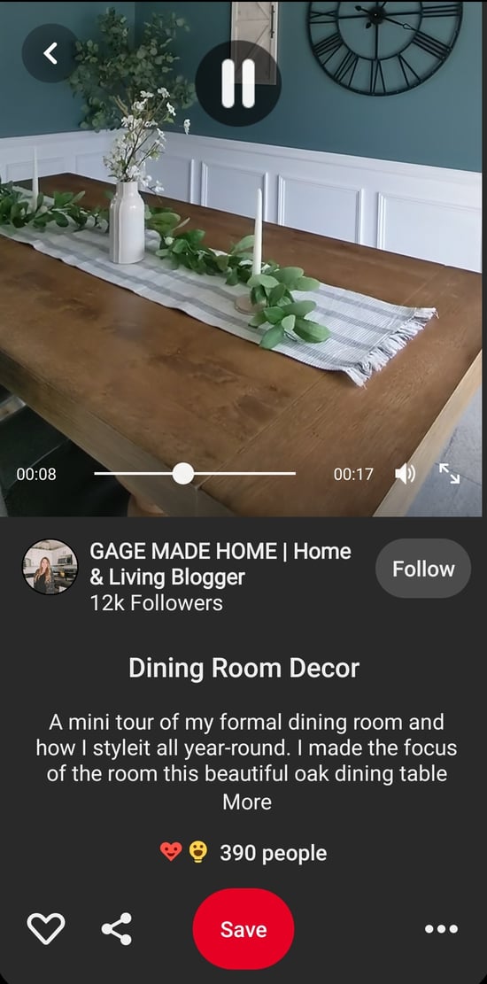Pinterest video Pin example