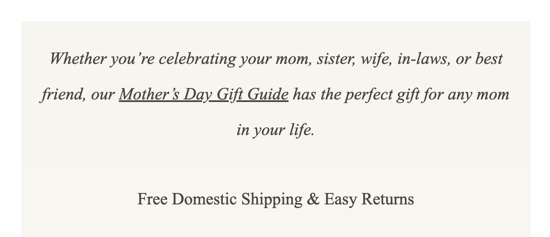 Jenni Kayne Mothers Day gift guide email footer