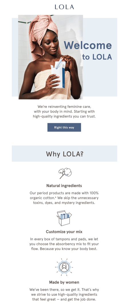 Lola Welcome Email