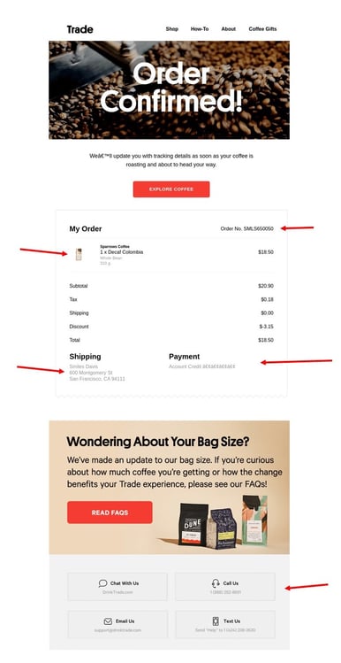 Order confirmation emails that convert: best practices and examples