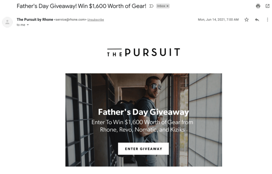 Rhone Fathers Day Giveaway Email Example