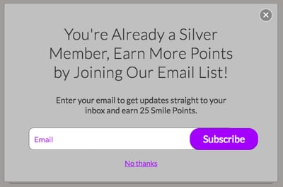 Smile List growth Pop Up