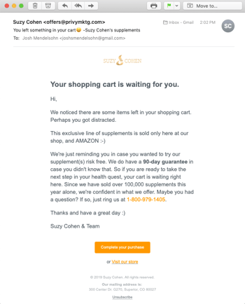 Abandoned Cart Email 1