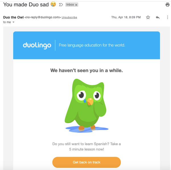 duolingo reengagement email