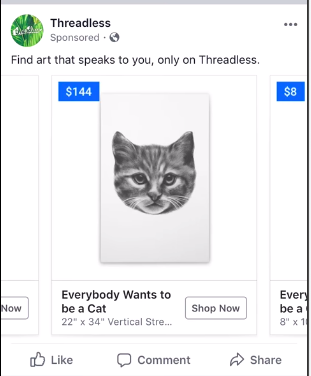 threadless dynamic targeting ad