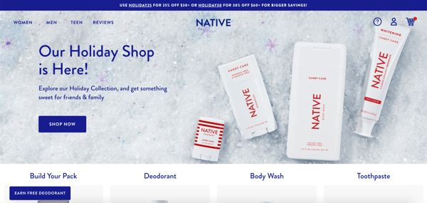 Native holiday homepage