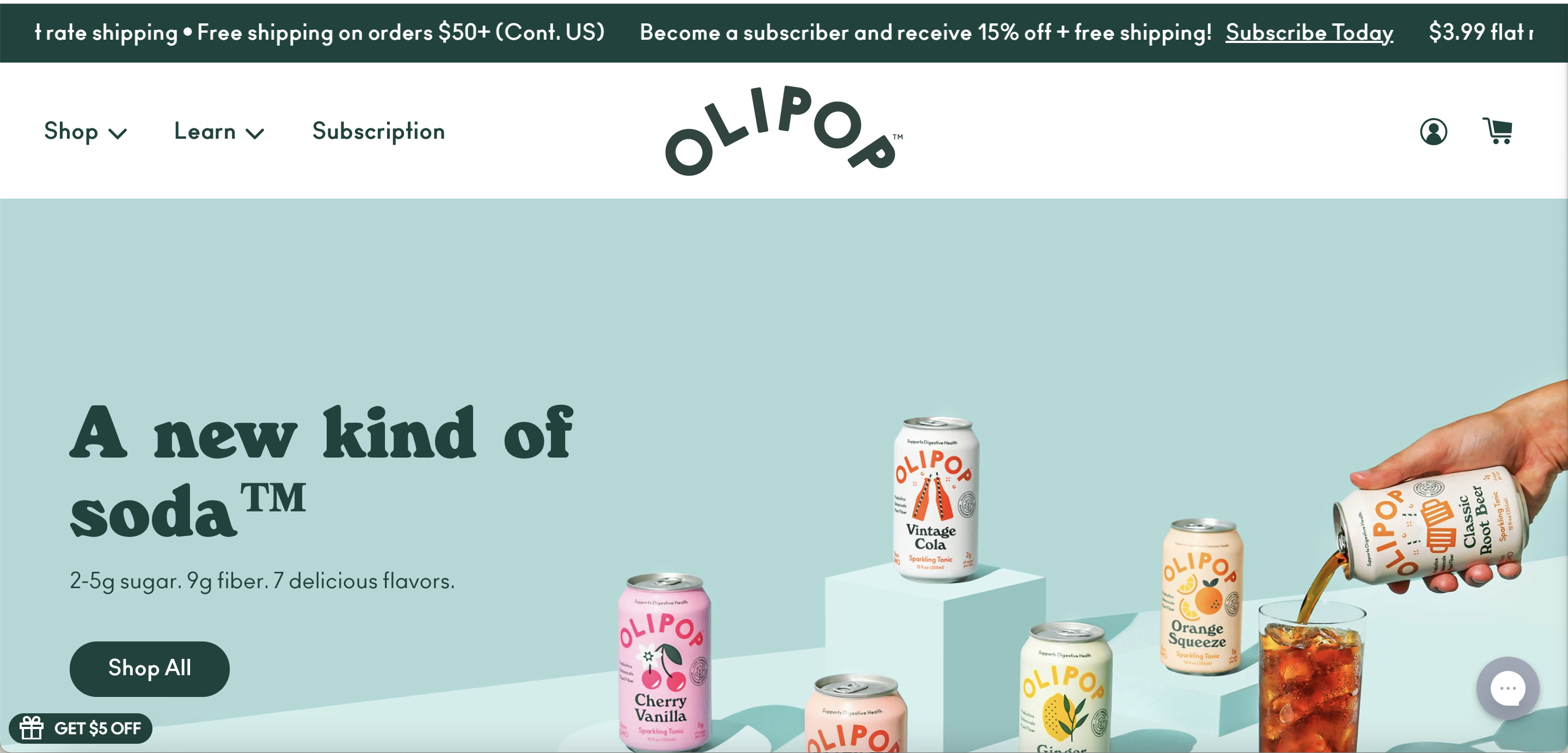 Screenshot from Olipop's website