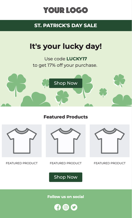 St Patricks Day Email Template 2