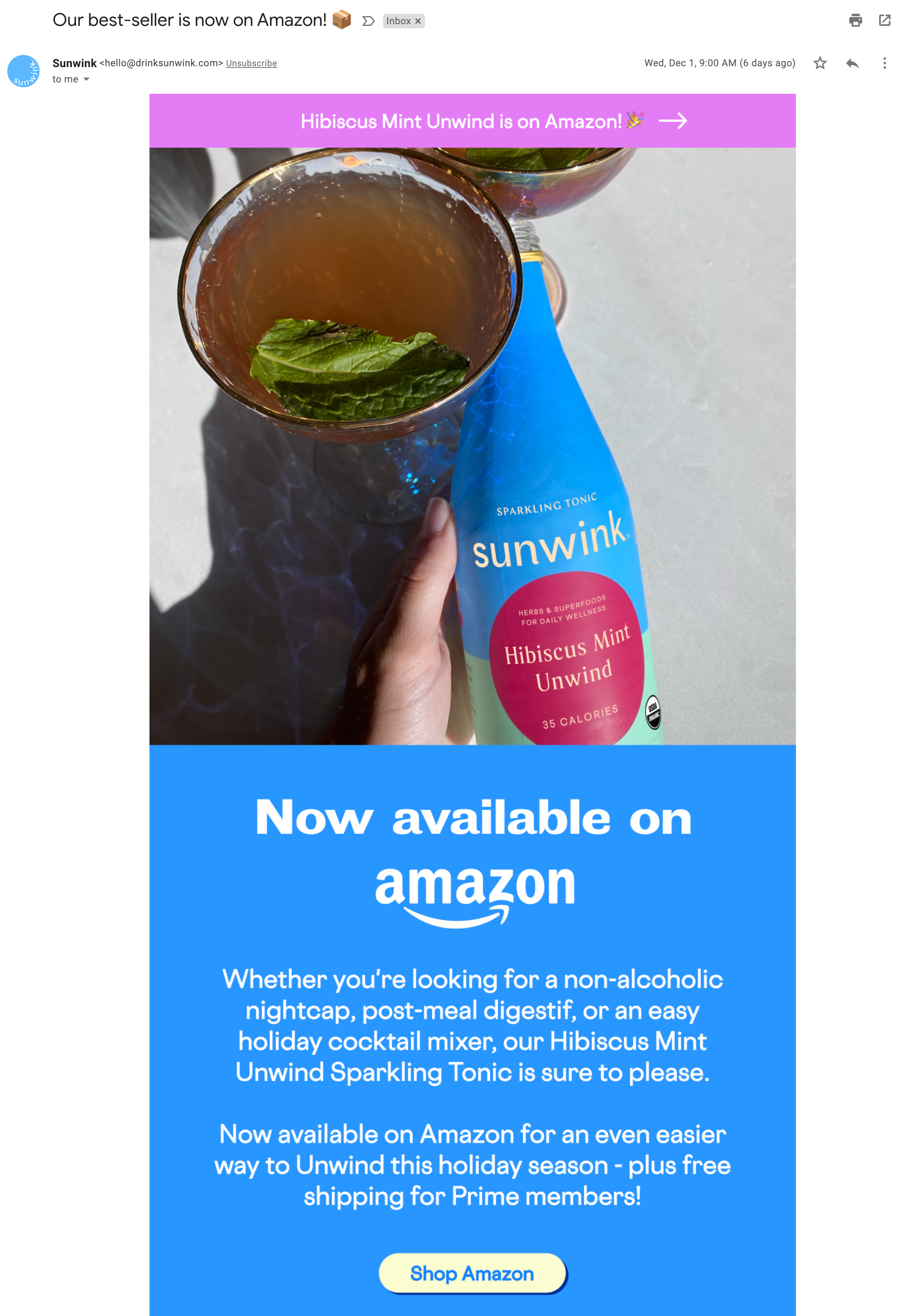 Sunwink Amazon email