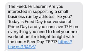 The Feed Prime Day text example