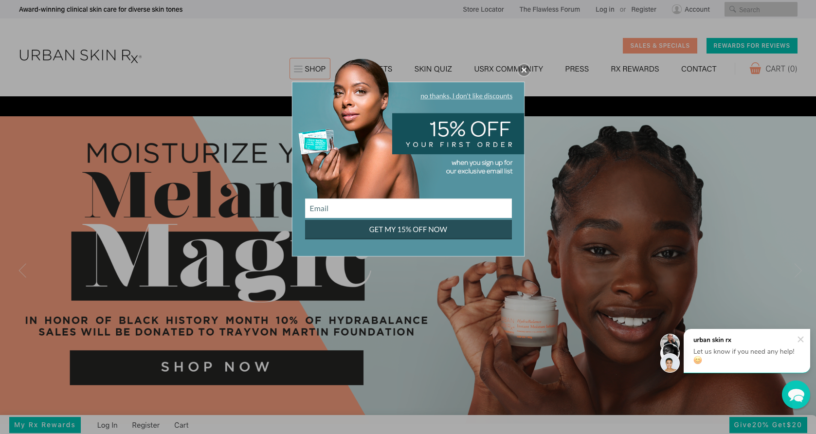 Urban Skin RX_Discount Pop Up