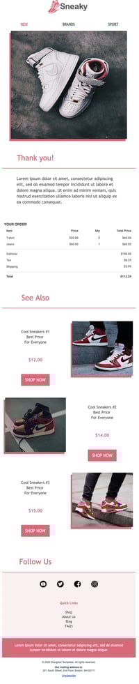Order Confirmation Email Template