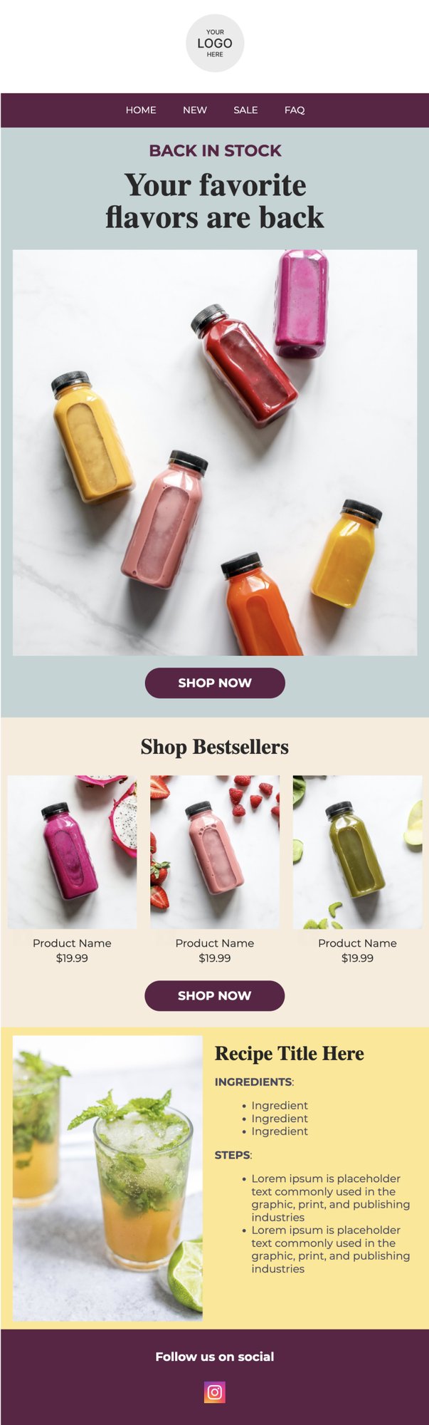 bestsellers recipe email template