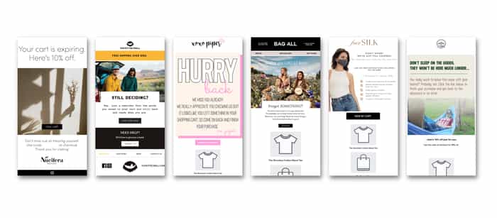 cart saver email examples