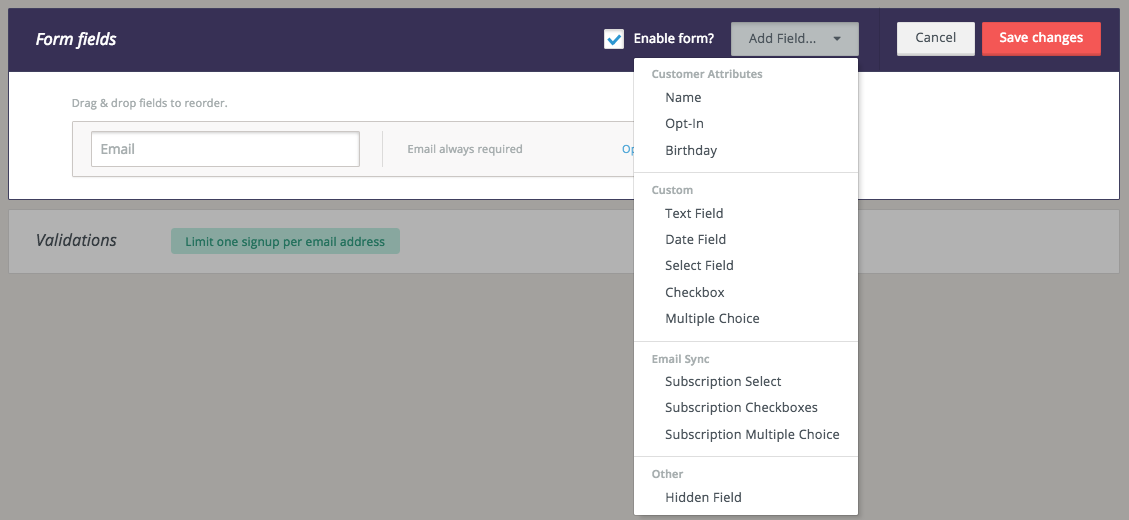 data capture form privy