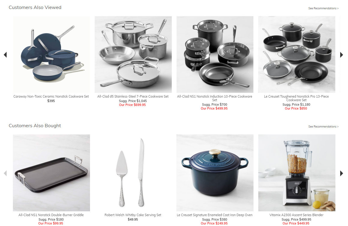 Screenshot of multiple product images from Williams-Sonoma