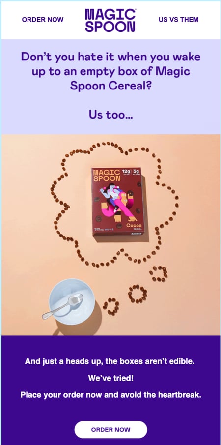 Magic Spoon re-order email example