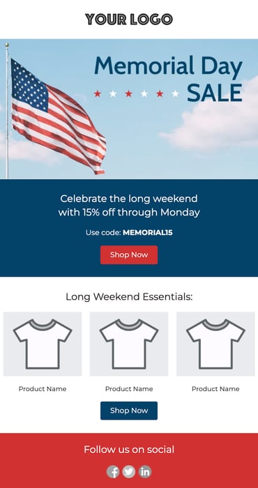 memorial day email marketing template