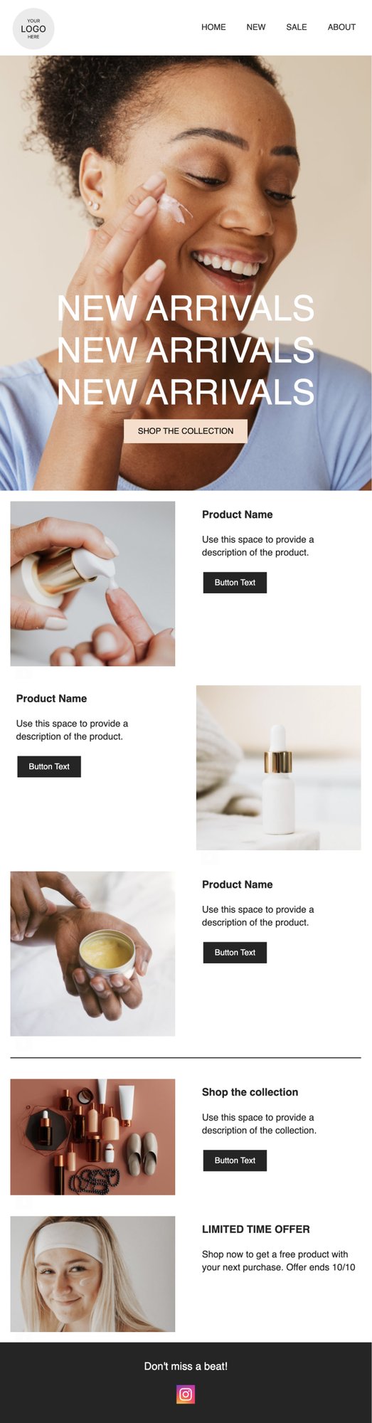 new arrivals email template