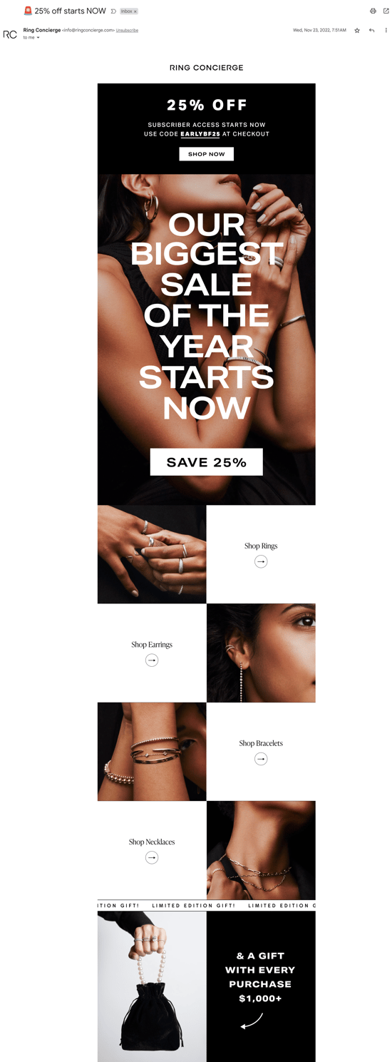 Ring Concierge Black Friday Early Access Email