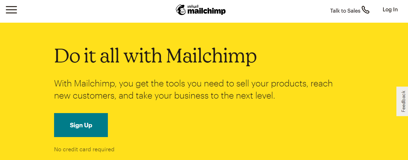 Screenshot of Mailchimp.com’s landing page