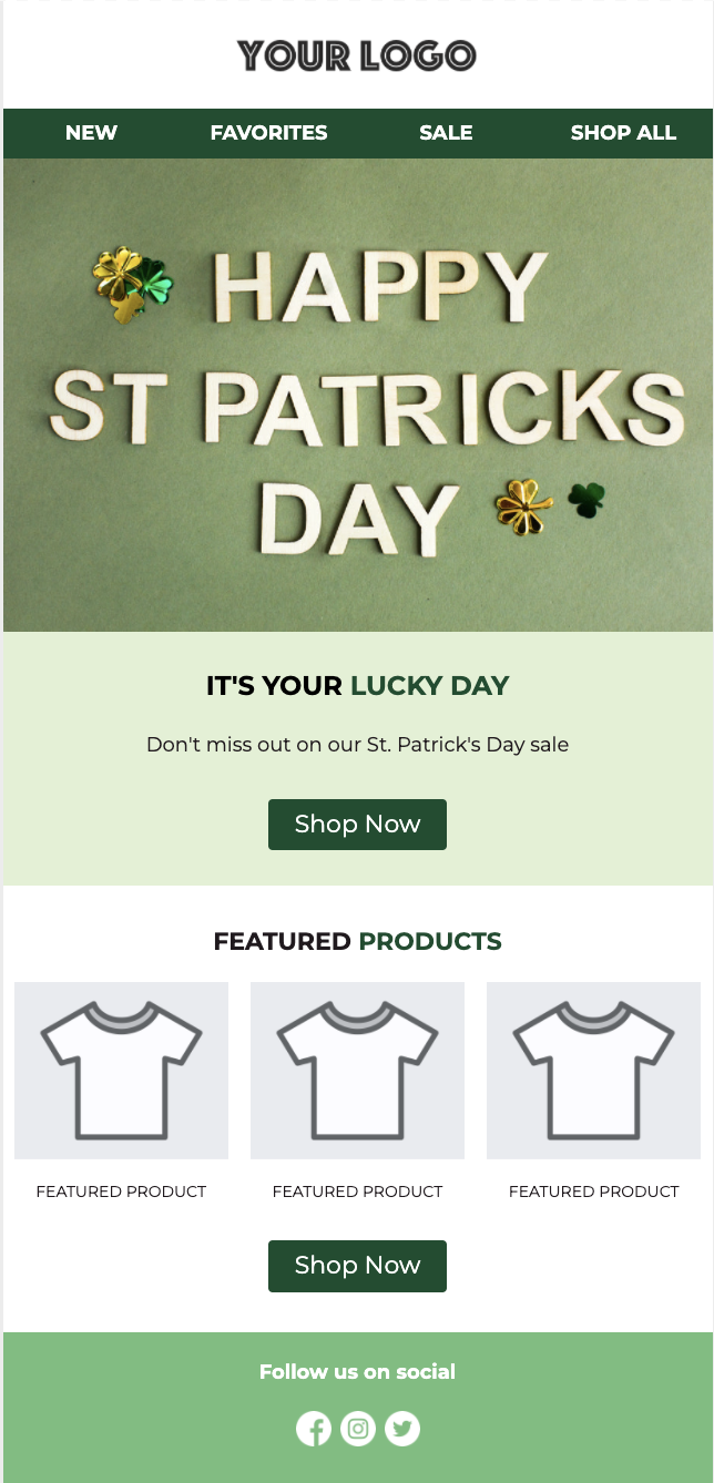St Patricks Day Email Template