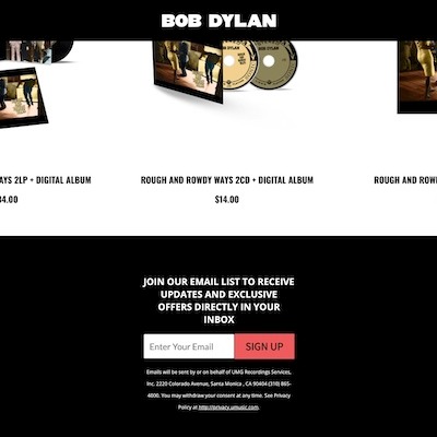 Bob Dylan <br>Official Store</br>