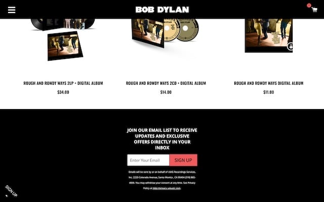 Bob Dylan <br>Official Store</br>